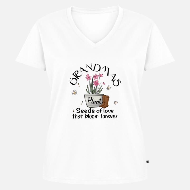 Oma Geschenkidee Garten Liebe - Frauen Premium Bio T-Shirt mit V-Ausschnitt - Weiß