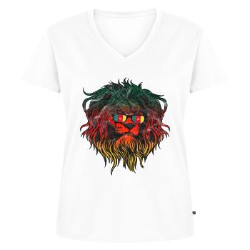 Cameroun - T-shirt encolure en V Premium bio Femme - blanc - Devant - AI Model Female 172 dark (172cm)