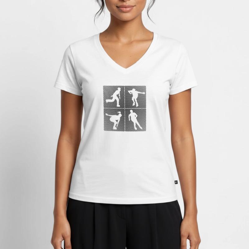 Rollers Rollers Rollers Rollers T-shirt encolure en V Premium bio Femme