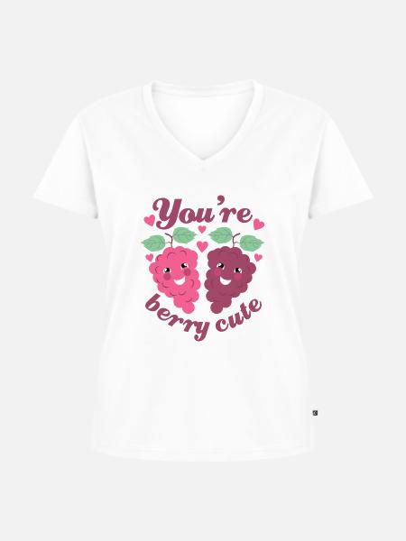 Beere Niedlich - Frauen Premium Bio T-Shirt mit V-Ausschnitt - Weiß