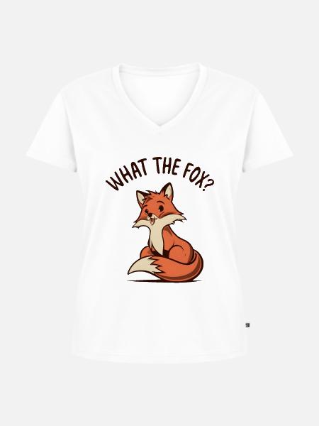 Lustiger Fuchs, what the fox - Frauen Premium Bio T-Shirt mit V-Ausschnitt - Weiß