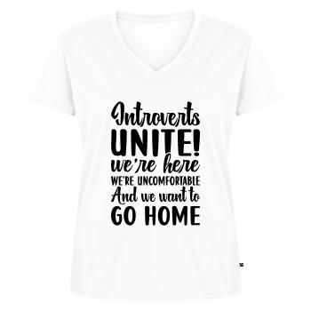 Introvertiert Schüchtern Antisozial - Frauen Premium Bio T-Shirt mit V-Ausschnitt - Weiß - Vorne - AI Model Female 172 dark (172cm)