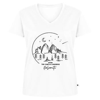 Drei Zinnen Tre Cime di Lavaredo Dolomiten Italien - Frauen Premium Bio T-Shirt mit V-Ausschnitt - Weiß - Vorne - AI Model Female 172 dark (172cm)