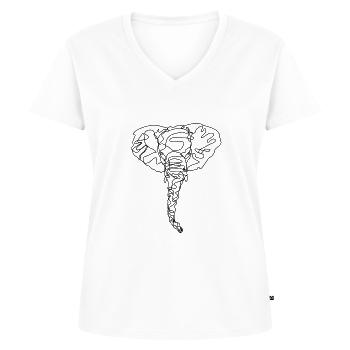 Elephant with a line - Women's Premium Organic V-neck T-shirt - white - Front - AI Model Female 172 dark (172cm)