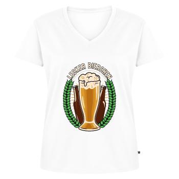 Lecker Bierchen - Frauen Premium Bio T-Shirt mit V-Ausschnitt - Weiß - Vorne - AI Model Female 172 dark (172cm)