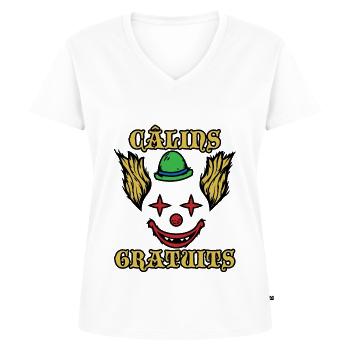 Câlins Gratuits Clown Terrifiant Cheveux en feu - T-shirt encolure en V Premium bio Femme - blanc - Devant - AI Model Female 172 dark (172cm)
