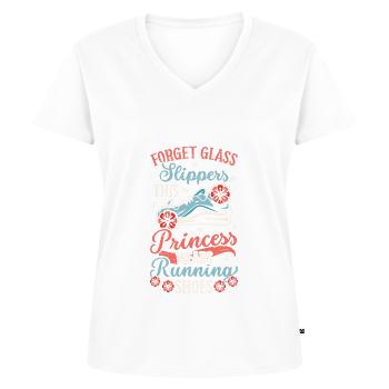 Forget Glass Slippers Runner Running Girl - Women's Premium Organic V-neck T-shirt - white - Front - AI Model Female 172 dark (172cm)