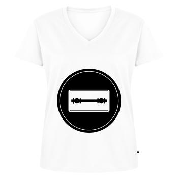 Razor Blade Icon Circle - Women's Premium Organic V-neck T-shirt - white - Front - AI Model Female 172 dark (172cm)