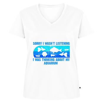 Funny Aquarium Lover Saying Fish Tank Owner Quote - Women's Premium Organic V-neck T-shirt - white - Front - AI Model Female 172 dark (172cm)