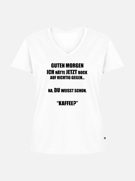 Kaffee Spruch - Frauen Premium Bio T-Shirt mit V-Ausschnitt - Weiß