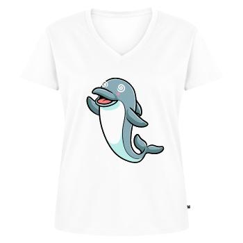 Delfin Emoticon - Frauen Premium Bio T-Shirt mit V-Ausschnitt - Weiß - Vorne - AI Model Female 172 dark (172cm)