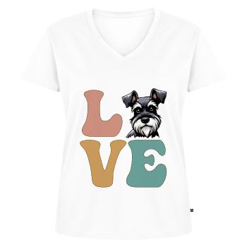 Zwergschnauzer Hundeliebhaber - Frauen Premium Bio T-Shirt mit V-Ausschnitt - Weiß - Vorne - AI Model Female 172 dark (172cm)