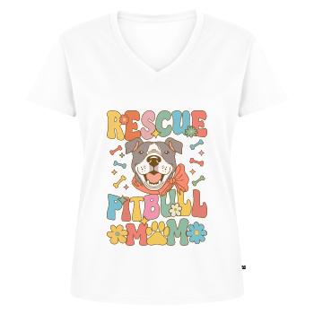 Groovy Hundeliebhaberin - Frauen Premium Bio T-Shirt mit V-Ausschnitt - Weiß - Vorne - AI Model Female 172 dark (172cm)