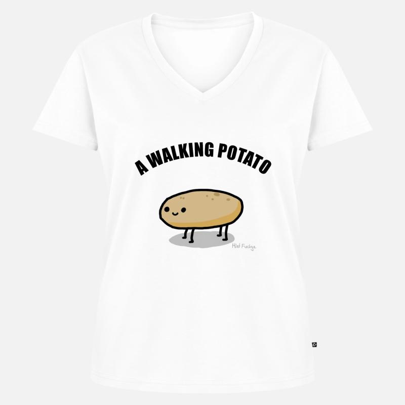 A Walking Potato - Women's Premium Organic V-neck T-shirt - white