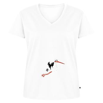 cigogne - T-shirt encolure en V Premium bio Femme - blanc - Devant - AI Model Female 172 dark (172cm)