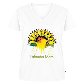 Drôle de maman Labrador - T-shirt encolure en V Premium bio Femme - blanc - Devant - AI Model Female 172 dark (172cm)