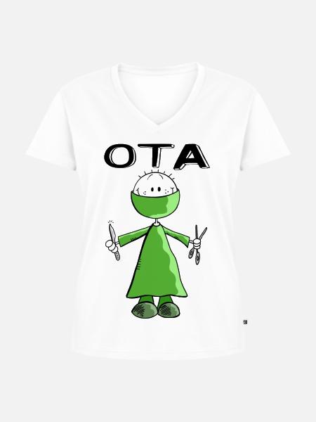 Operationstechnischer Assistent Strichmann - OTA - Frauen Premium Bio T-Shirt mit V-Ausschnitt - Weiß