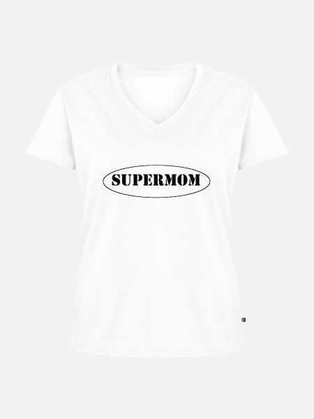Supermom - Frauen Premium Bio T-Shirt mit V-Ausschnitt - Weiß