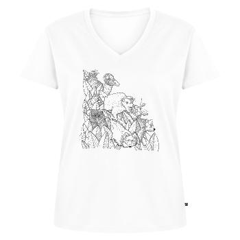 Sei wild - Frauen Premium Bio T-Shirt mit V-Ausschnitt - Weiß - Vorne - AI Model Female 172 dark (172cm)