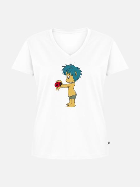 Plumps mit Marienkäfer - Frauen Premium Bio T-Shirt mit V-Ausschnitt - Weiß