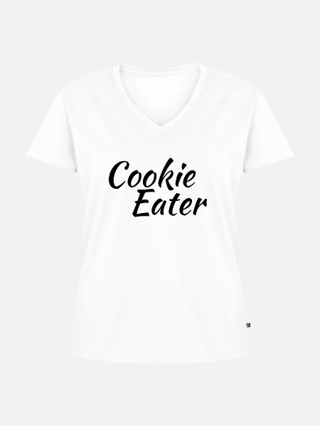 cookie eater - Frauen Premium Bio T-Shirt mit V-Ausschnitt - Weiß