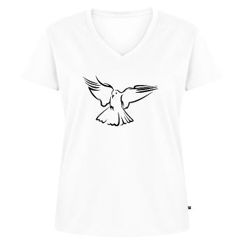 Friedenstaube - Frauen Premium Bio T-Shirt mit V-Ausschnitt - Weiß - Vorne - AI Model Female 172 dark (172cm)