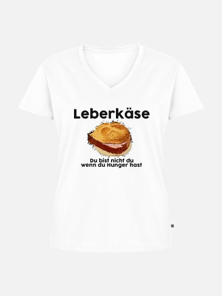 Leberkäse - Frauen Premium Bio T-Shirt mit V-Ausschnitt - Weiß