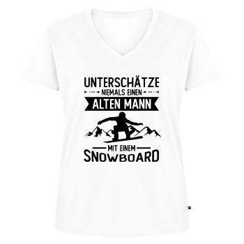 Unterschätze Niemals einen Alter Mann mit einem Sn - Frauen Premium Bio T-Shirt mit V-Ausschnitt - Weiß - Vorne - AI Model Female 172 dark (172cm)