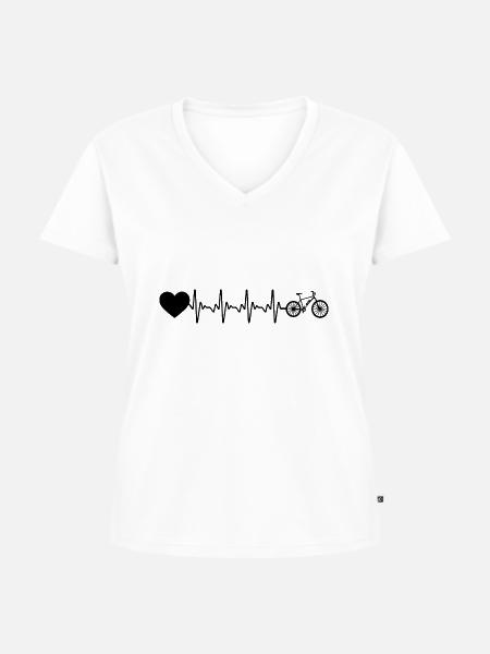 Herzschlagherz und ebike - - Frauen Premium Bio T-Shirt mit V-Ausschnitt - Weiß