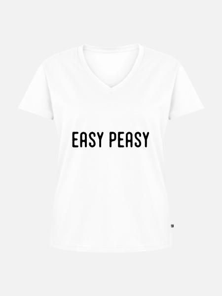 easy peasy - Frauen Premium Bio T-Shirt mit V-Ausschnitt - Weiß