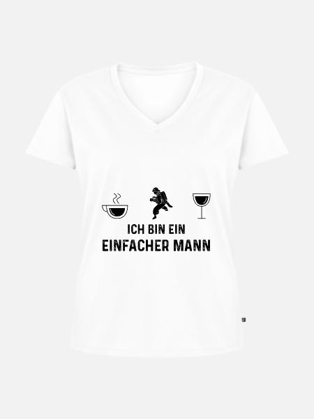 Ich bin ein Einfacher Mann - - Frauen Premium Bio T-Shirt mit V-Ausschnitt - Weiß