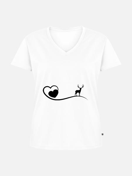 Herz und Jagd - (3) - Frauen Premium Bio T-Shirt mit V-Ausschnitt - Weiß