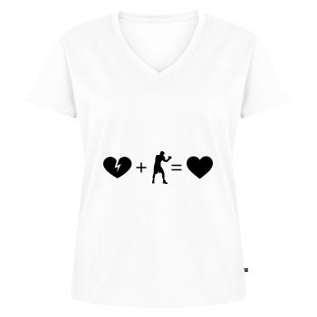 Gebrochenes Herz Herz und Boxen - - Frauen Premium Bio T-Shirt mit V-Ausschnitt - Weiß - Vorne - AI Model Female 172 dark (172cm)