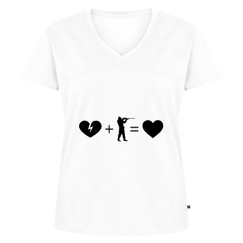 Gebrochenes Herz Herz und Jagd 1 - - Frauen Premium Bio T-Shirt mit V-Ausschnitt - Weiß - Vorne - AI Model Female 172 dark (172cm)