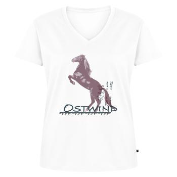 OSTWIND Aufbruch Nach Ora Hengst Steigt Pfeil - Frauen Premium Bio T-Shirt mit V-Ausschnitt - Weiß - Vorne - AI Model Female 172 dark (172cm)