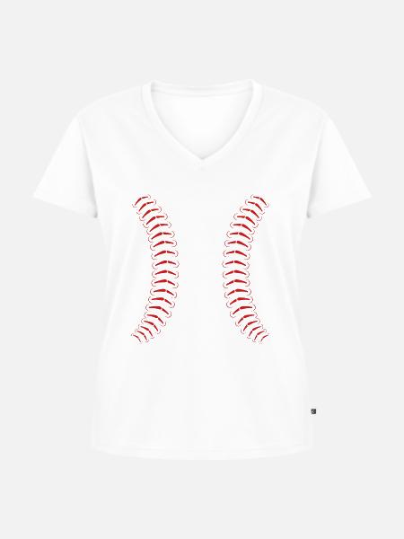 Baseball Ball Costume Baseball - Frauen Premium Bio T-Shirt mit V-Ausschnitt - Weiß