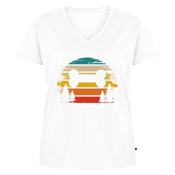 Rétro Soleil et Chien - - T-shirt encolure en V Premium bio Femme - blanc - Devant - AI Model Female 172 dark (172cm)