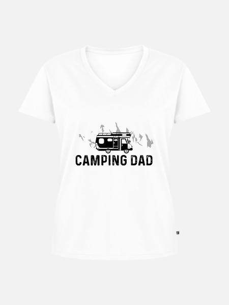 Camping Vati - - Frauen Premium Bio T-Shirt mit V-Ausschnitt - Weiß