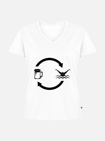 Bierlastenpfeile und Schwimmen - - Frauen Premium Bio T-Shirt mit V-Ausschnitt - Weiß