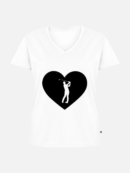 Herz 1 und Golf - - Frauen Premium Bio T-Shirt mit V-Ausschnitt - Weiß