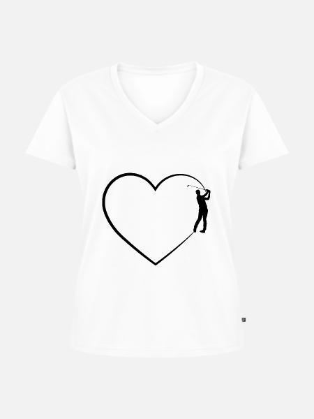 Herz 2 und Golf - - Frauen Premium Bio T-Shirt mit V-Ausschnitt - Weiß