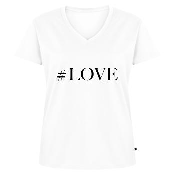 #love - T-shirt encolure en V Premium bio Femme - blanc - Devant - AI Model Female 172 dark (172cm)