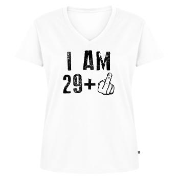 30th Birthday I AM 29+ - T-shirt encolure en V Premium bio Femme - blanc - Devant - AI Model Female 172 dark (172cm)