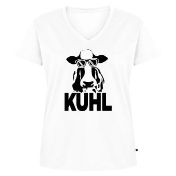 Kuhl Kuh Landwirt Bauer Bauernhof Kühe - Frauen Premium Bio T-Shirt mit V-Ausschnitt - Weiß - Vorne - AI Model Female 172 dark (172cm)