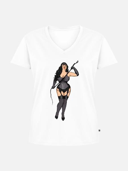 curvy domina - Frauen Premium Bio T-Shirt mit V-Ausschnitt - Weiß