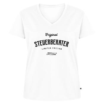 Steuerberater Limited Edition Lustiges Beratung - Frauen Premium Bio T-Shirt mit V-Ausschnitt - Weiß - Vorne - AI Model Female 172 dark (172cm)