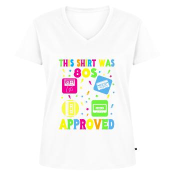 Girl Boy Kids 70er 80er 90er Disco Kostüm Outfit - Frauen Premium Bio T-Shirt mit V-Ausschnitt - Weiß - Vorne - AI Model Female 172 dark (172cm)