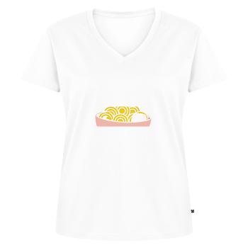 Ramen Und Gaming Japan Anime Manga Otaku - Frauen Premium Bio T-Shirt mit V-Ausschnitt - Weiß - Vorne - AI Model Female 172 dark (172cm)