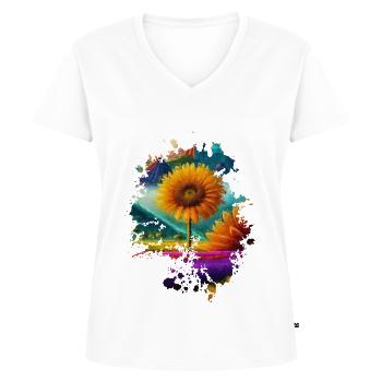Sonnenblume - Frauen Premium Bio T-Shirt mit V-Ausschnitt - Weiß - Vorne - AI Model Female 172 dark (172cm)