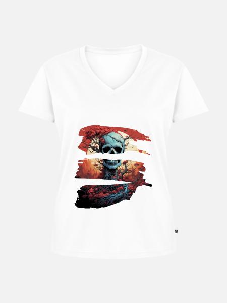 Bones and roots - Frauen Premium Bio T-Shirt mit V-Ausschnitt - Weiß